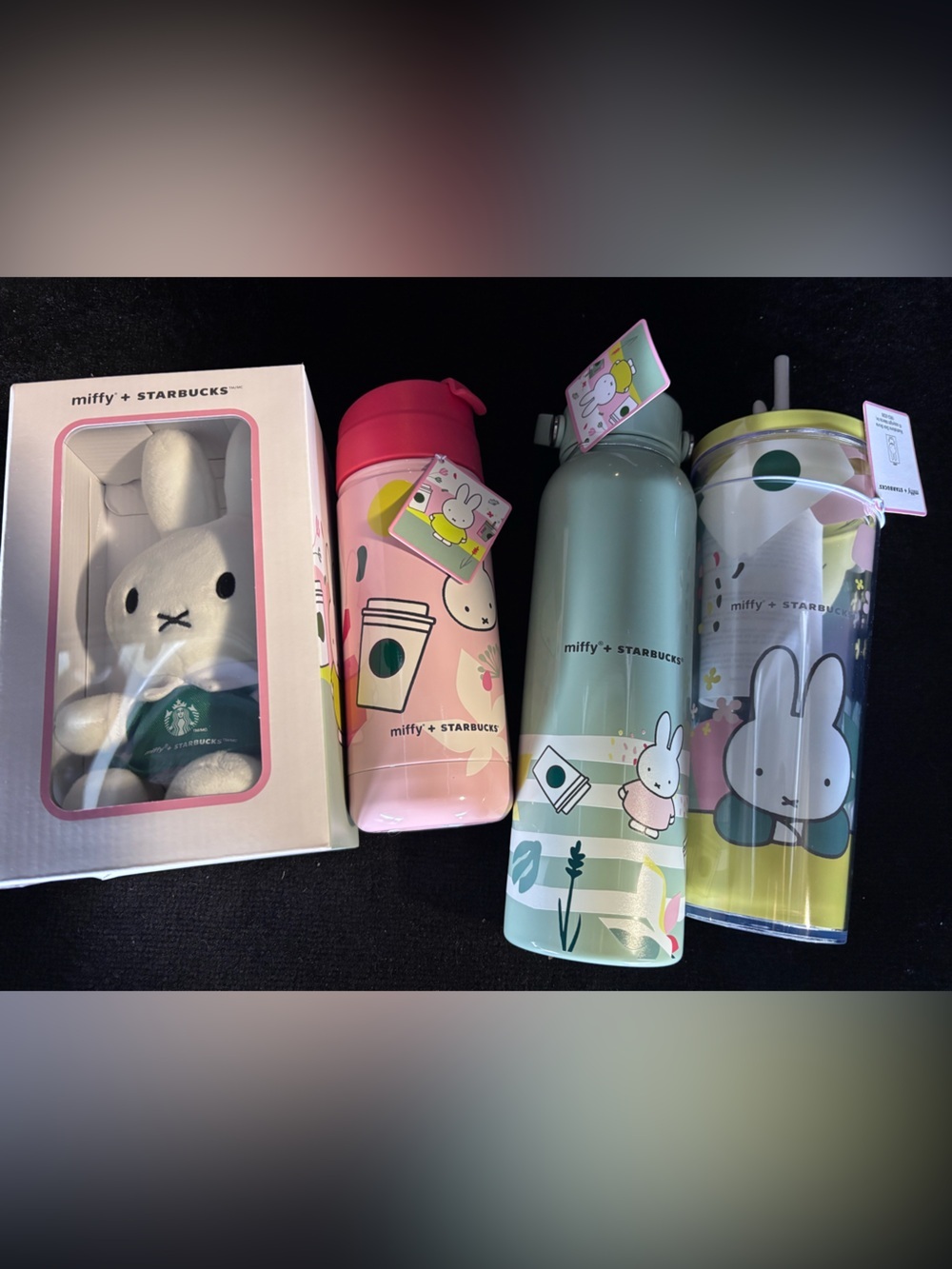 miffy x Starbucks Pink & Mint Drinkware & Plushie Set, Set of 4